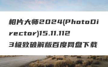 相片大师2024(PhotoDirector)15.11.1123极致破解版百度网盘下载