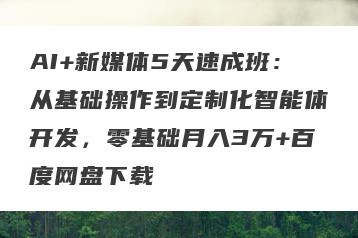 AI+新媒体5天速成班：从基础操作到定制化智能体开发，零基础月入3万+百度网盘下载