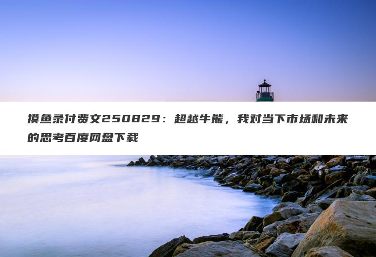 摸鱼录付费文250829：超越牛熊，我对当下市场和未来的思考百度网盘下载