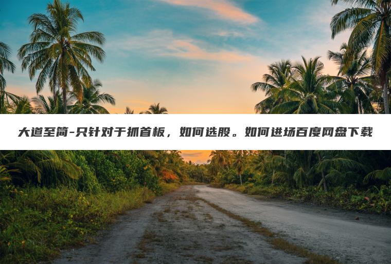 大道至简-只针对于抓首板，如何选股。如何进场百度网盘下载