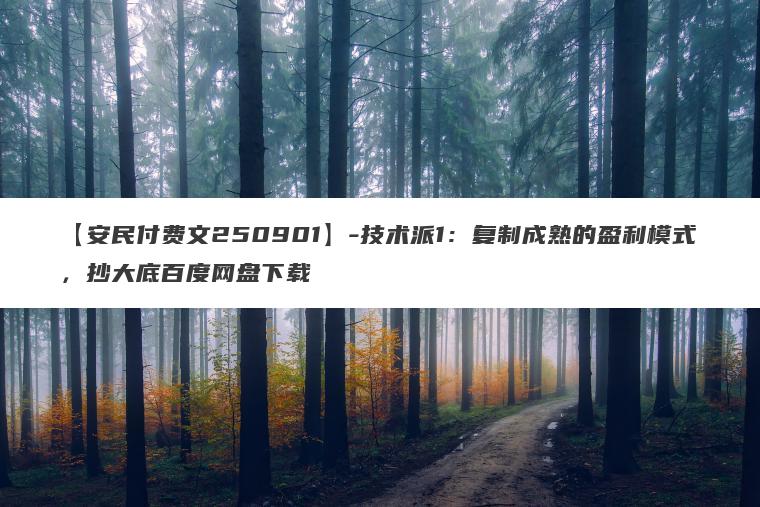 【安民付费文250901】-技术派1：复制成熟的盈利模式，抄大底百度网盘下载