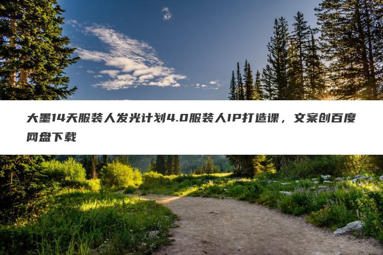 大墨14天服装人发光计划4.0服装人IP打造课，文案创百度网盘下载