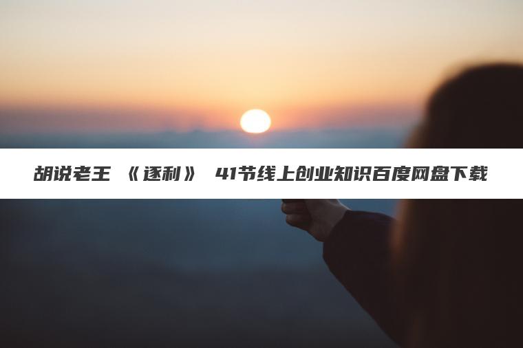 胡说老王・《逐利》 41节线上创业知识百度网盘下载