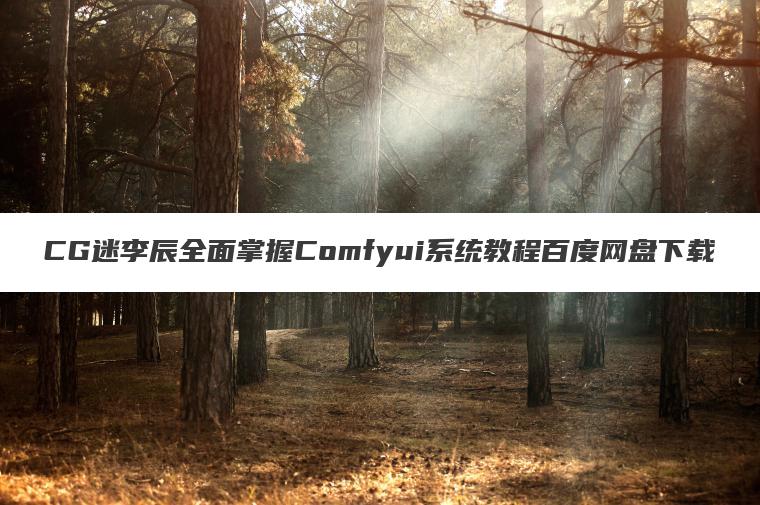 CG迷李辰全面掌握Comfyui系统教程百度网盘下载