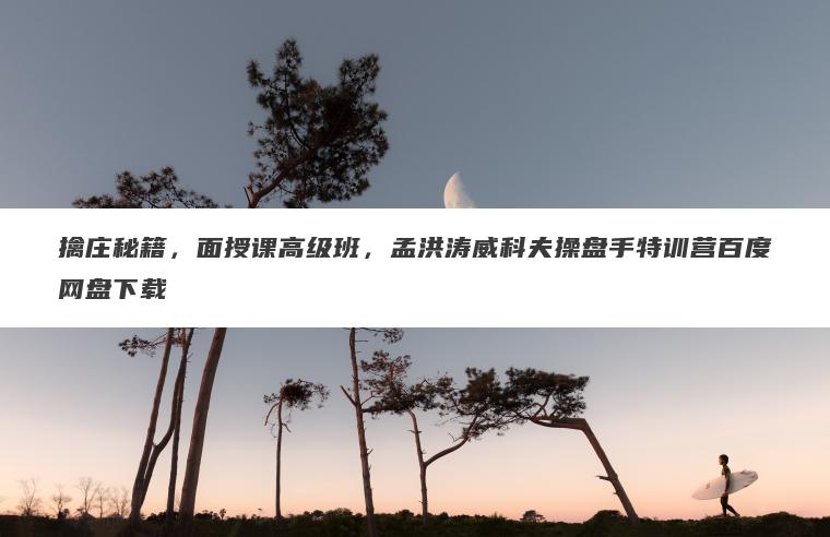 擒庄秘籍，面授课高级班，孟洪涛威科夫操盘手特训营百度网盘下载