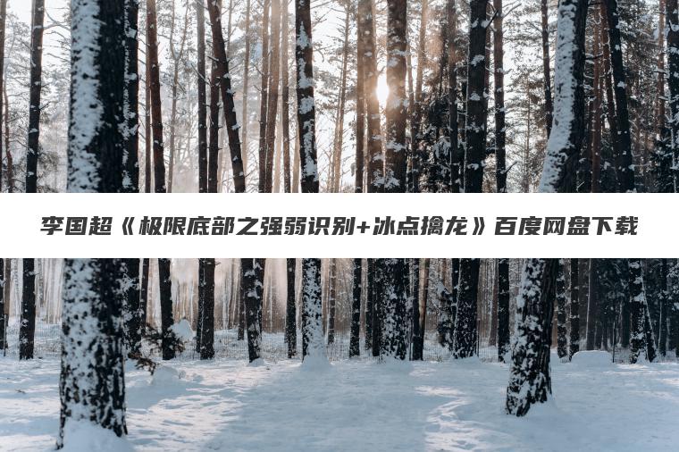 李国超《极限底部之强弱识别+冰点擒龙》百度网盘下载