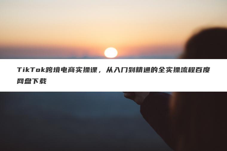 TikTok跨境电商实操课，从入门到精通的全实操流程百度网盘下载