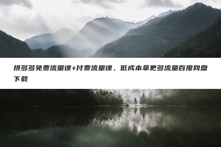 拼多多免费流量课+付费流量课，低成本拿更多流量百度网盘下载