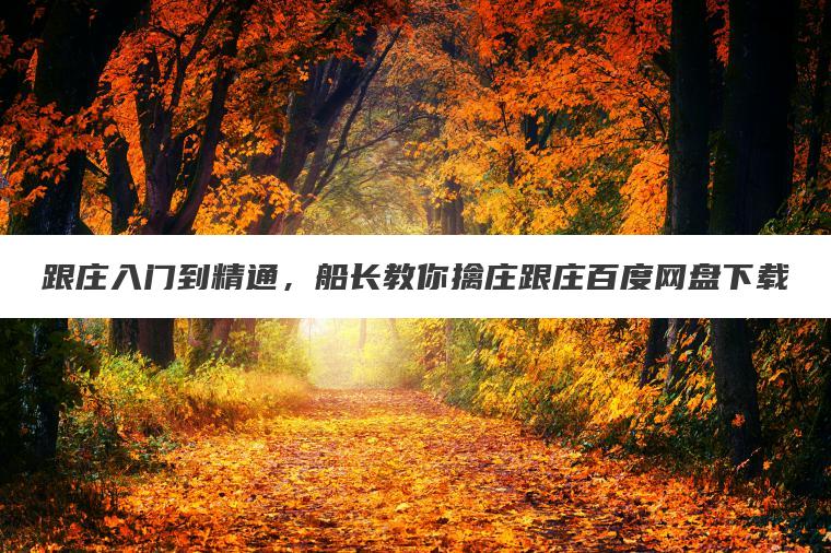 跟庄入门到精通，船长教你擒庄跟庄百度网盘下载