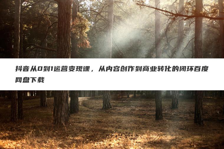 抖音从0到1运营变现课，从内容创作到商业转化的闭环百度网盘下载