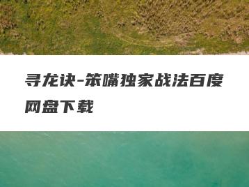 寻龙诀-笨嘴独家战法百度网盘下载