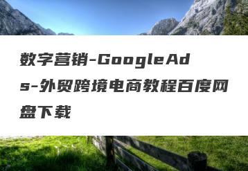 数字营销-GoogleAds-外贸跨境电商教程百度网盘下载