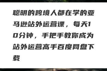 聪明的跨境人都在学的亚马逊站外运营课，每天10分钟，手把手教你成为站外运营高手百度网盘下载