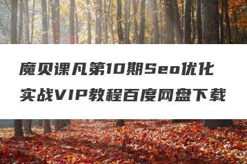 魔贝课凡第10期Seo优化实战VIP教程百度网盘下载