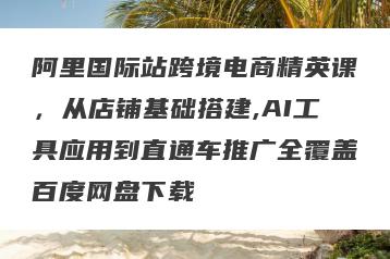 阿里国际站跨境电商精英课，从店铺基础搭建,AI工具应用到直通车推广全覆盖百度网盘下载