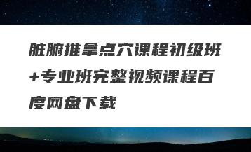 脏腑推拿点穴课程初级班+专业班完整视频课程百度网盘下载