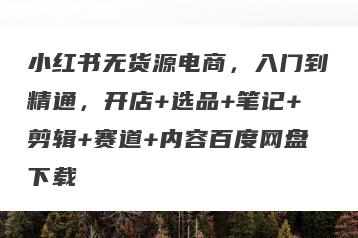 小红书无货源电商，入门到精通，开店+选品+笔记+剪辑+赛道+内容百度网盘下载