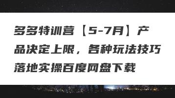 多多特训营【5-7月】产品决定上限，各种玩法技巧落地实操百度网盘下载