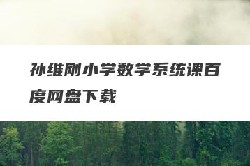 孙维刚小学数学系统课百度网盘下载