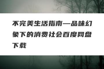 不完美生活指南—品味幻象下的消费社会百度网盘下载