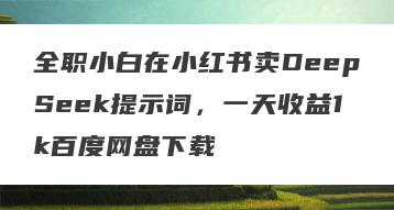 全职小白在小红书卖DeepSeek提示词，一天收益1k百度网盘下载