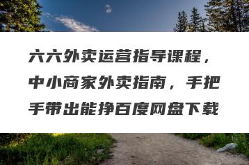 六六外卖运营指导课程，中小商家外卖指南，手把手带出能挣百度网盘下载