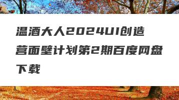 温酒大人2024UI创造营面壁计划第2期百度网盘下载
