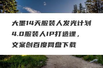 大墨14天服装人发光计划4.0服装人IP打造课，文案创百度网盘下载