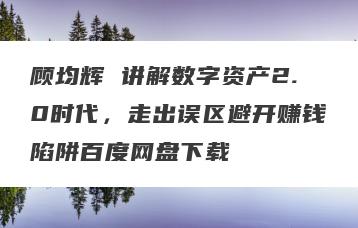 顾均辉 讲解数字资产2.0时代，走出误区避开赚钱陷阱百度网盘下载