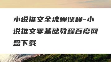 小说推文全流程课程-小说推文零基础教程百度网盘下载