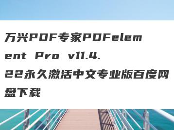 万兴PDF专家PDFelement Pro v11.4.22永久激活中文专业版百度网盘下载