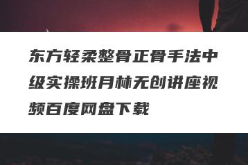 东方轻柔整骨正骨手法中级实操班月林无创讲座视频百度网盘下载
