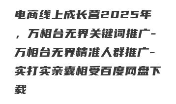 电商线上成长营2025年，万相台无界关键词推广-万相台无界精准人群推广-实打实亲囊相受百度网盘下载