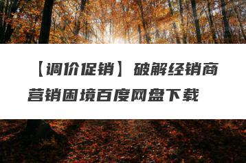 【调价促销】破解经销商营销困境百度网盘下载
