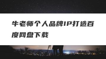 牛老师个人品牌IP打造百度网盘下载