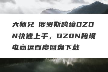 大师兄・俄罗斯跨境OZON快速上手，OZ0N跨境电商运百度网盘下载