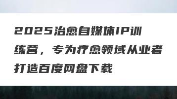 2025治愈自媒体IP训练营，专为疗愈领域从业者打造百度网盘下载
