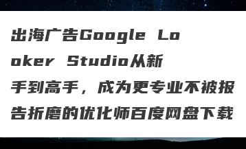出海广告Google Looker Studio从新手到高手，成为更专业不被报告折磨的优化师百度网盘下载