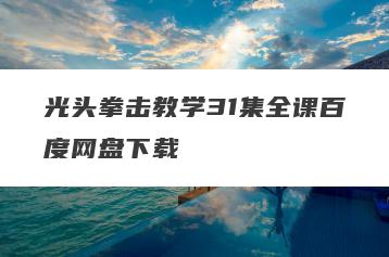 光头拳击教学31集全课百度网盘下载