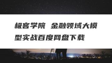 极客学院 金融领域大模型实战百度网盘下载