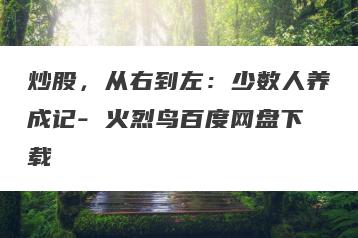 炒股，从右到左：少数人养成记- 火烈鸟百度网盘下载