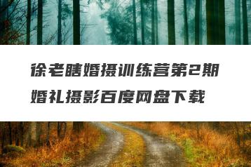 徐老瞎婚摄训练营第2期婚礼摄影百度网盘下载