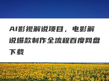 AI影视解说项目，电影解说爆款制作全流程百度网盘下载
