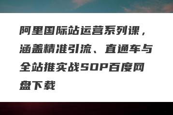 阿里国际站运营系列课，涵盖精准引流、直通车与全站推实战SOP百度网盘下载