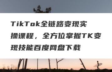 TikTok全链路变现实操课程，全方位掌握TK变现技能百度网盘下载