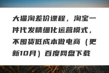 大猫淘差价课程，淘宝一件代发精细化运营模式，不囤货低成本做电商（更新10月）百度网盘下载