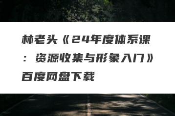 林老头《24年度体系课：资源收集与形象入门》百度网盘下载