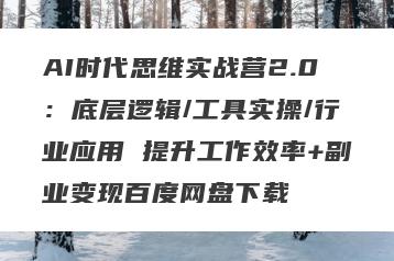 AI时代思维实战营2.0：底层逻辑/工具实操/行业应用 提升工作效率+副业变现百度网盘下载