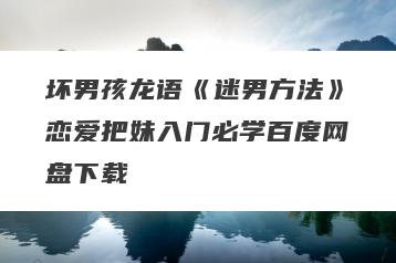 坏男孩龙语《迷男方法》恋爱把妹入门必学百度网盘下载