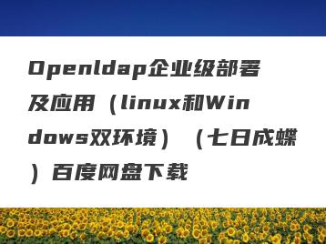 Openldap企业级部署及应用（linux和Windows双环境）（七日成蝶）百度网盘下载